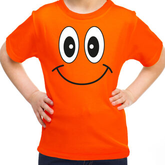 Bellatio Decorations Koningsdag t-shirt voor kinderen/meisjes - Smile Emoticon - oranje - feestkleding 158-164 (XL)