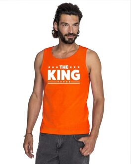 Bellatio Decorations Koningsdag The King tekst mouwloos shirt oranje heren 2XL - Feestshirts