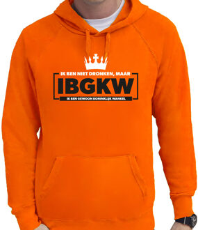 Bellatio Decorations Koningsdag verkleed hoodie heren - ik ben niet dronken - oranje M