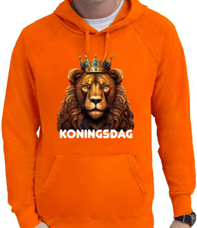 Bellatio Decorations Koningsdag verkleed hoodie heren - leeuw - Koningsdag - oranje 2XL