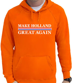 Bellatio Decorations Koningsdag verkleed hoodie heren - make Holland great again - oranje L