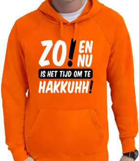 Bellatio Decorations Koningsdag verkleed hoodie heren - tijd om te hakkuhh - oranje M