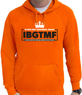 Bellatio Decorations Koningsdag verkleed hoodie heren - tijdelijk minder functioneel - oranje L