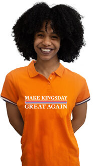 Bellatio Decorations Koningsdag verkleed polo - make Kingsday great again - oranje - dames S