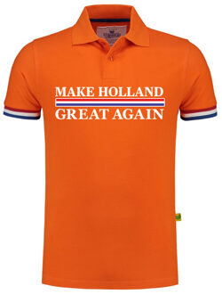 Bellatio Decorations Koningsdag verkleed poloshirt heren - make Holland great again - oranje L
