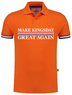 Bellatio Decorations Koningsdag verkleed poloshirt heren - make kingsday great again - oranje L