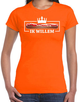 Bellatio Decorations Koningsdag verkleed shirt dames - frikandel, ik willem - oranje - feestkleding 2XL