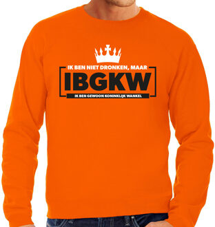 Bellatio Decorations Koningsdag verkleed sweater heren - ik ben niet dronken - oranje L
