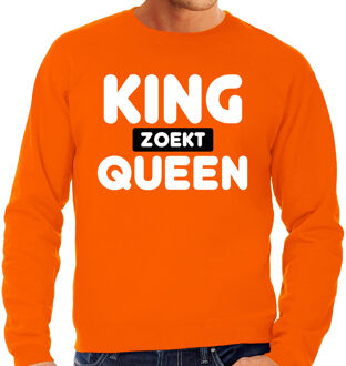 Bellatio Decorations Koningsdag verkleed sweater heren - King zoekt Queen - oranje XL