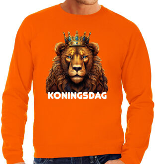 Bellatio Decorations Koningsdag verkleed sweater heren - leeuw - Koningsdag - oranje XL