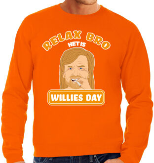 Bellatio Decorations Koningsdag verkleed sweater heren - relax bro het is Willies day - oranje XL