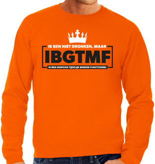 Bellatio Decorations Koningsdag verkleed sweater heren - tijdelijk minder functioneel - oranje L