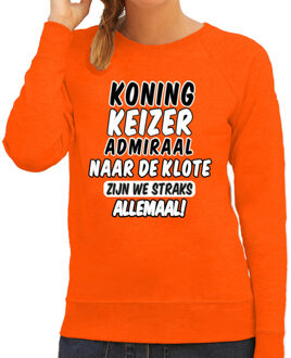 Bellatio Decorations Koningsdag verkleed sweater - Koning Keizer Admiraal - oranje - dames XL