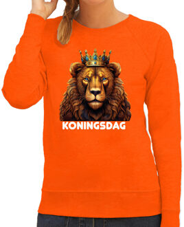 Bellatio Decorations Koningsdag verkleed sweater leeuw - Koningsdag - oranje - dames M