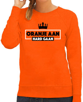 Bellatio Decorations Koningsdag verkleed sweater - oranje aan hard gaan - oranje - dames M
