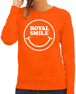 Bellatio Decorations Koningsdag verkleed sweater smiley - royal smile - oranje - dames XS