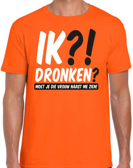 Bellatio Decorations Koningsdag verkleed t-shirt heren - ik?! dronken? moet je die vrouw naast me zien - oranje L
