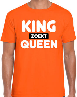 Bellatio Decorations Koningsdag verkleed t-shirt heren - King zoekt Queen - oranje L