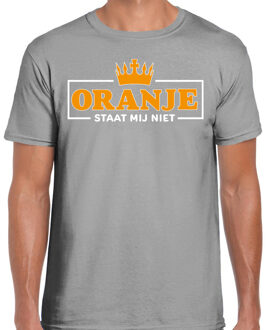 Bellatio Decorations Koningsdag verkleed T-shirt heren - oranje staat mij niet - grijs- feestkleding 2XL