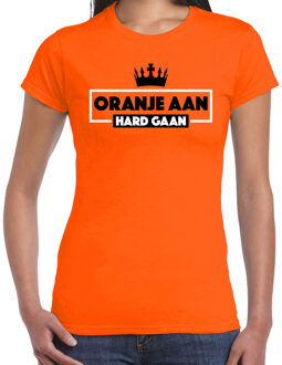 Bellatio Decorations Koningsdag verkleed t-shirt - oranje aan hard gaan - oranje - dames