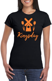 Bellatio Decorations Koningsdag verkleed T-shirt voor dames - Holland - zwart - met glitters - feestkleding 2XL