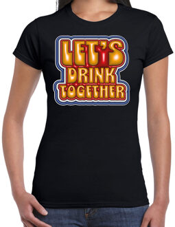 Bellatio Decorations Koningsdag verkleed T-shirt voor dames - let's drink together - zwart - feestkleding XL