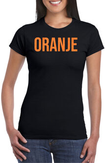 Bellatio Decorations Koningsdag verkleed T-shirt voor dames - oranje - zwart - met glitters - feestkleding S
