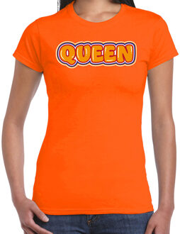 Bellatio Decorations Koningsdag verkleed T-shirt voor dames - Queen - oranje - feestkleding