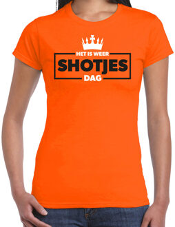 Bellatio Decorations Koningsdag verkleed T-shirt voor dames - shotjes - oranje - feestkleding 2XL