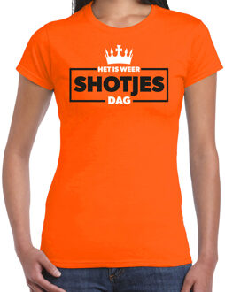 Bellatio Decorations Koningsdag verkleed T-shirt voor dames - shotjes - oranje - feestkleding