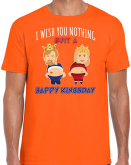 Bellatio Decorations Koningsdag verkleed T-shirt voor heren - Happy Kings day - oranje - feestkleding S
