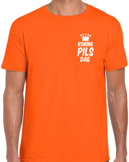 Bellatio Decorations Koningsdag verkleed T-shirt voor heren - koning pils dag - oranje - feestkleding M