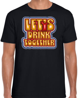 Bellatio Decorations Koningsdag verkleed T-shirt voor heren - let's drink together - zwart - feestkleding L