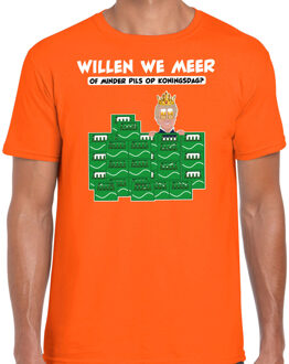 Bellatio Decorations Koningsdag verkleed T-shirt voor heren - meer of minder - bier/pils - oranje - feestkleding L