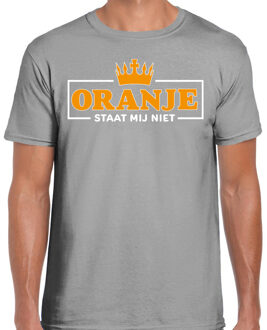 Bellatio Decorations Koningsdag verkleed T-shirt voor heren - oranje staat mij niet - grijs - feestkleding S