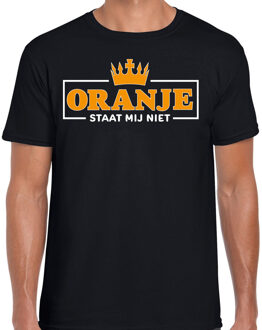 Bellatio Decorations Koningsdag verkleed T-shirt voor heren - oranje staat mij niet - zwart - feestkleding