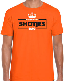 Bellatio Decorations Koningsdag verkleed T-shirt voor heren - shotjes - oranje - feestkleding 2XL