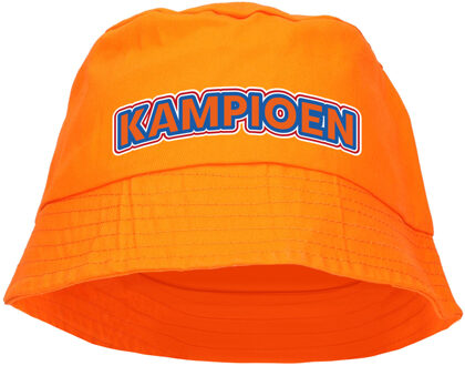 Bellatio Decorations Koningsdag vissershoedje/bucket hat oranje - kampioen - 57-58 cm