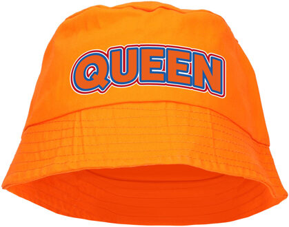 Bellatio Decorations Koningsdag vissershoedje/bucket hat oranje - queen - 57-58 cm