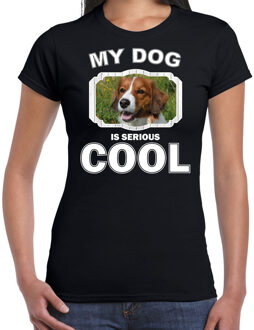 Bellatio Decorations Kooiker honden t-shirt my dog is serious cool zwart - dames - Kooikerhondjes liefhebber cadeau shirt 2XL