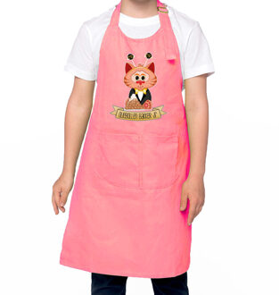 Bellatio Decorations Kookschort - oliebollenbakker JR. - roze - happy New Year kat - oliebollen - jongen/meisje