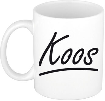 Bellatio Decorations Koos Naam koffiemok - beker - met sierlijke letters - wit - 300 ml - Cadeau - Heren