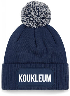 Bellatio Decorations Koukleum muts met pompon unisex one size - Navy One size