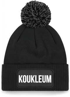 Bellatio Decorations Koukleum muts met pompon unisex one size - zwart One size