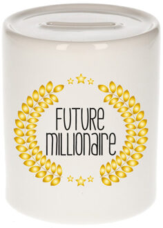 Bellatio Decorations Kraam / Verjaardag cadeau spaarpot - wit - Future Millionaire - keramiek