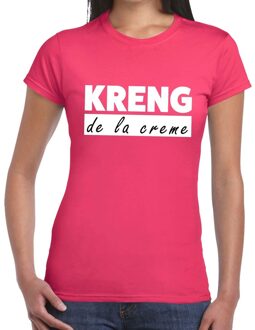 Bellatio Decorations KRENG de la creme tekst t-shirt roze dames L