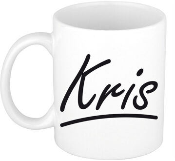 Bellatio Decorations Kris Naam koffiemok - beker - met sierlijke letters - wit - 300 ml - Cadeau - Dames