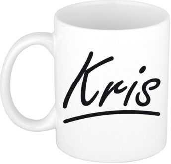 Bellatio Decorations Kris Naam koffiemok - beker - met sierlijke letters - wit - 300 ml - Cadeau - Heren