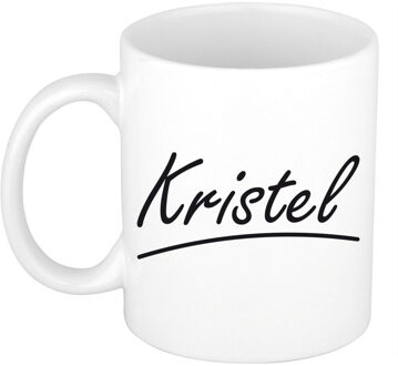 Bellatio Decorations Kristel Naam koffiemok - beker - met sierlijke letters - wit - 300 ml - Cadeau - Dames