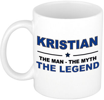 Bellatio Decorations Kristian cadeau mok - man myth legend - naam koffiemok - 300 ml - collega - vaderdag Donkerblauw